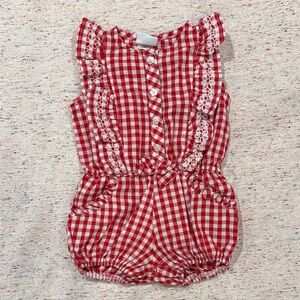 Nannette Red Checkered Kids Romper